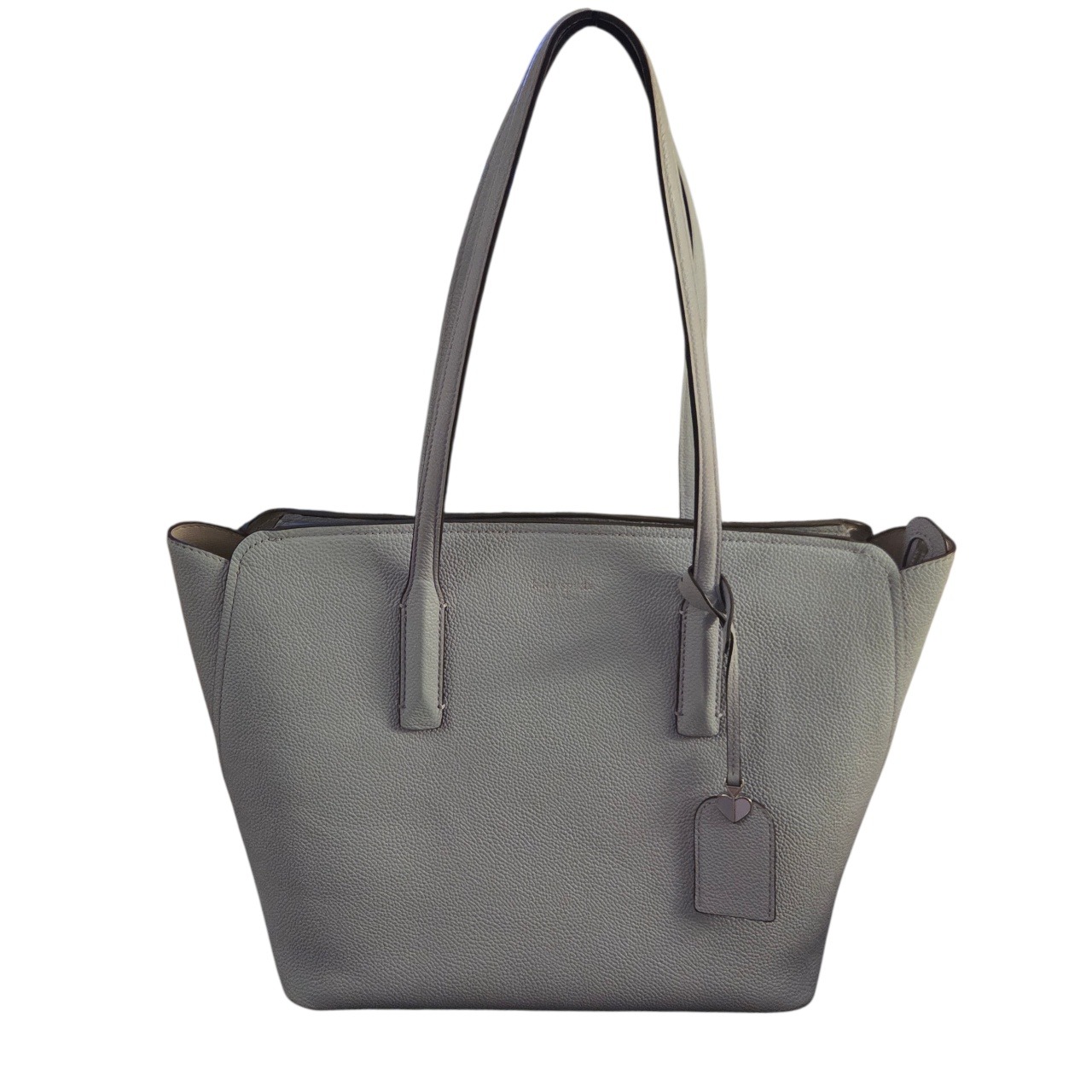 Kate Spade Lavender Gray Pebbled Leather Tote Large Shoulder Bag Minimalist Chic